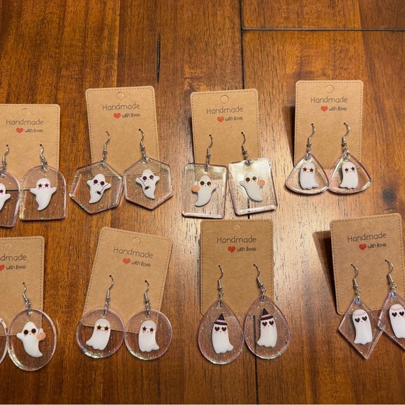 Handmade Glitter Ghost Earrings for Kids - Picture 5 of 5